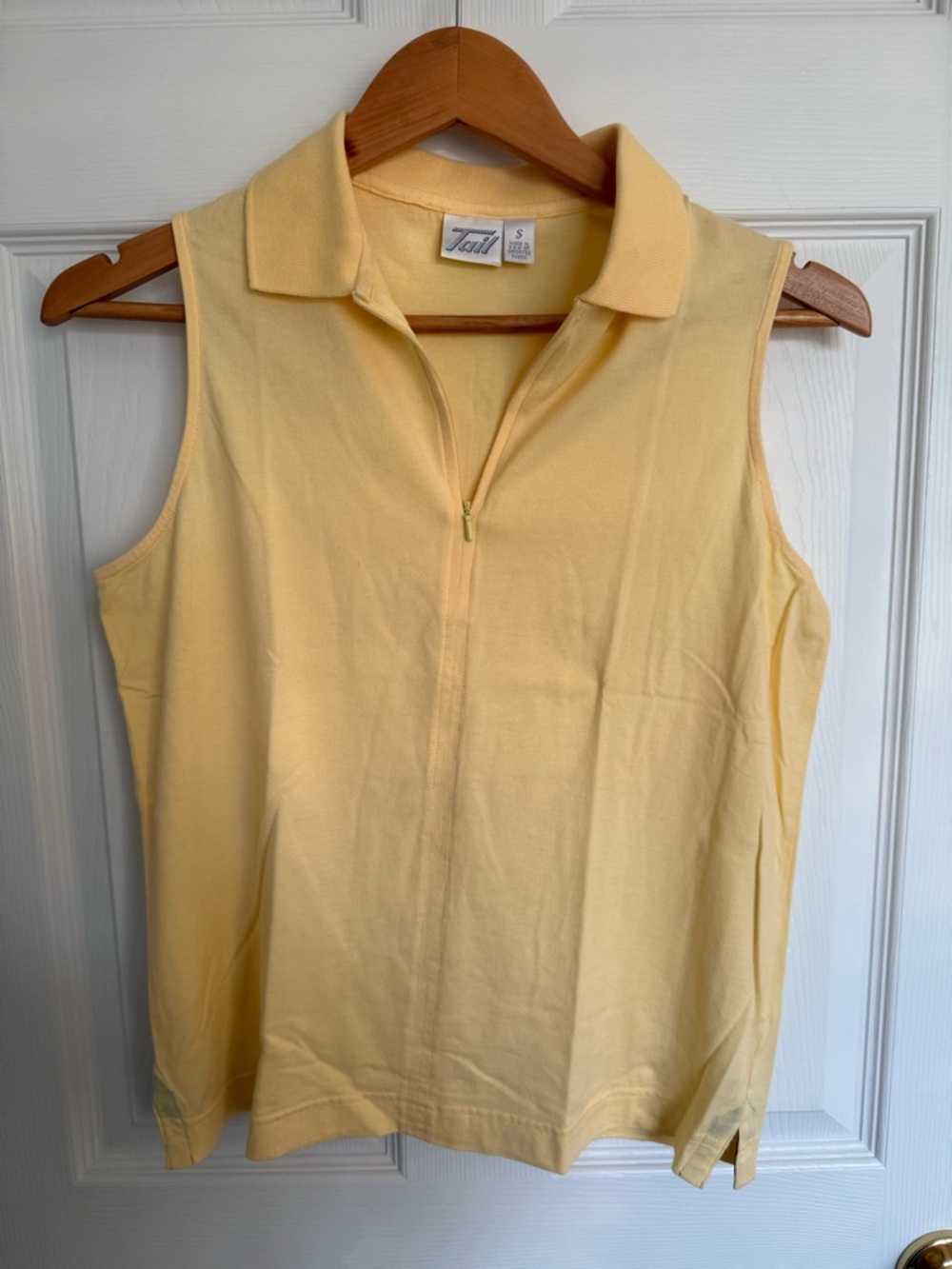 Tail Sleeveless Polo Top in Pale Yellow . golf shirt